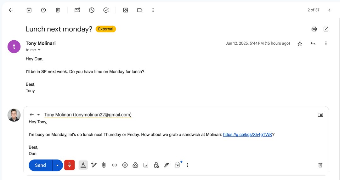 Yapify overlay in Gmail interface