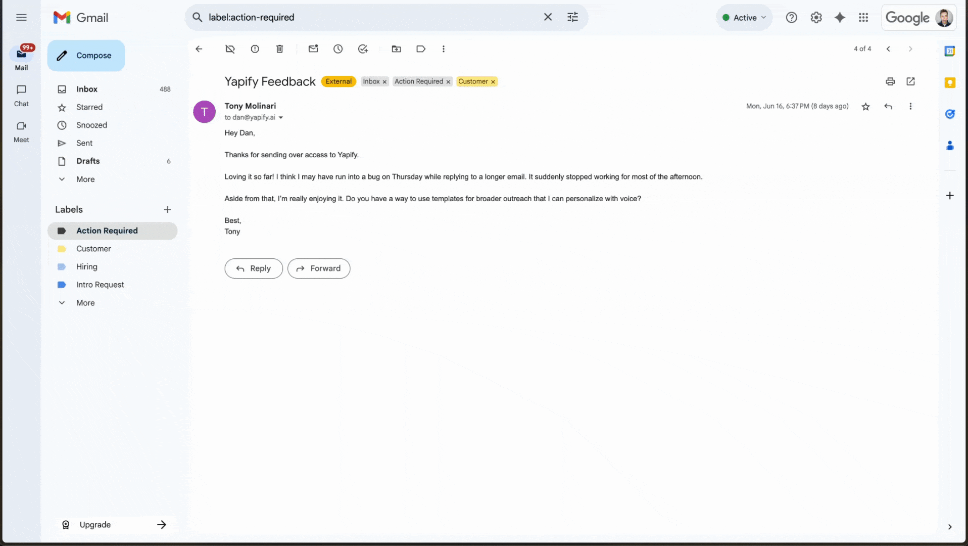 Edit Mode demonstration showing voice-powered email editing